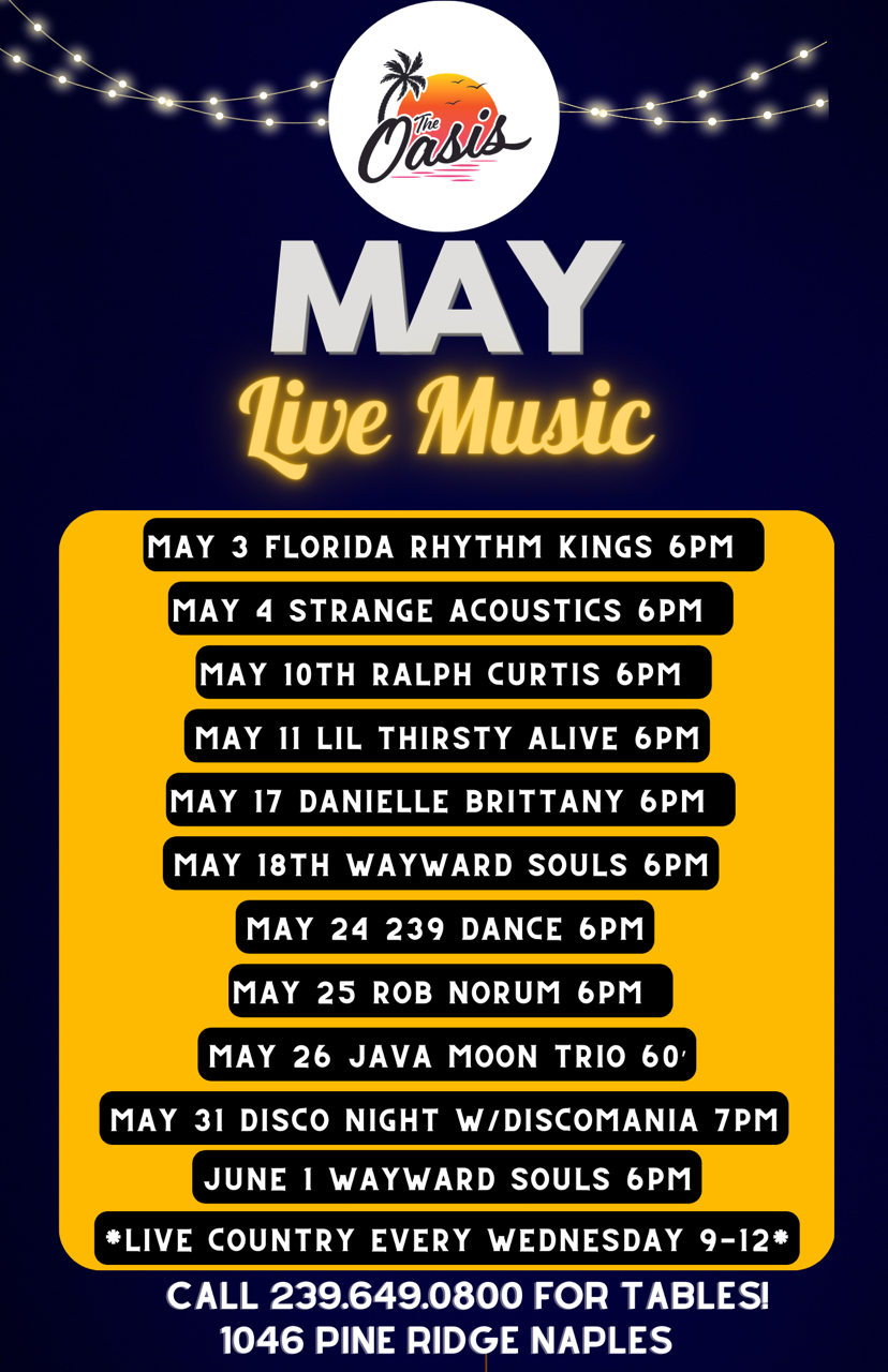 Live Music Calendar The Oasis Live Music Calendar The Oasis