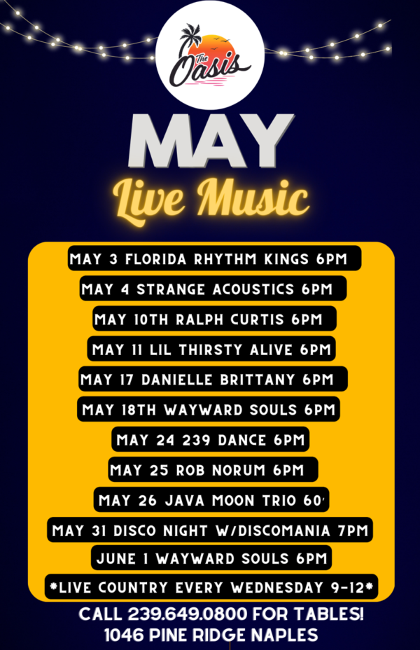 Live Music Calendar The Oasis